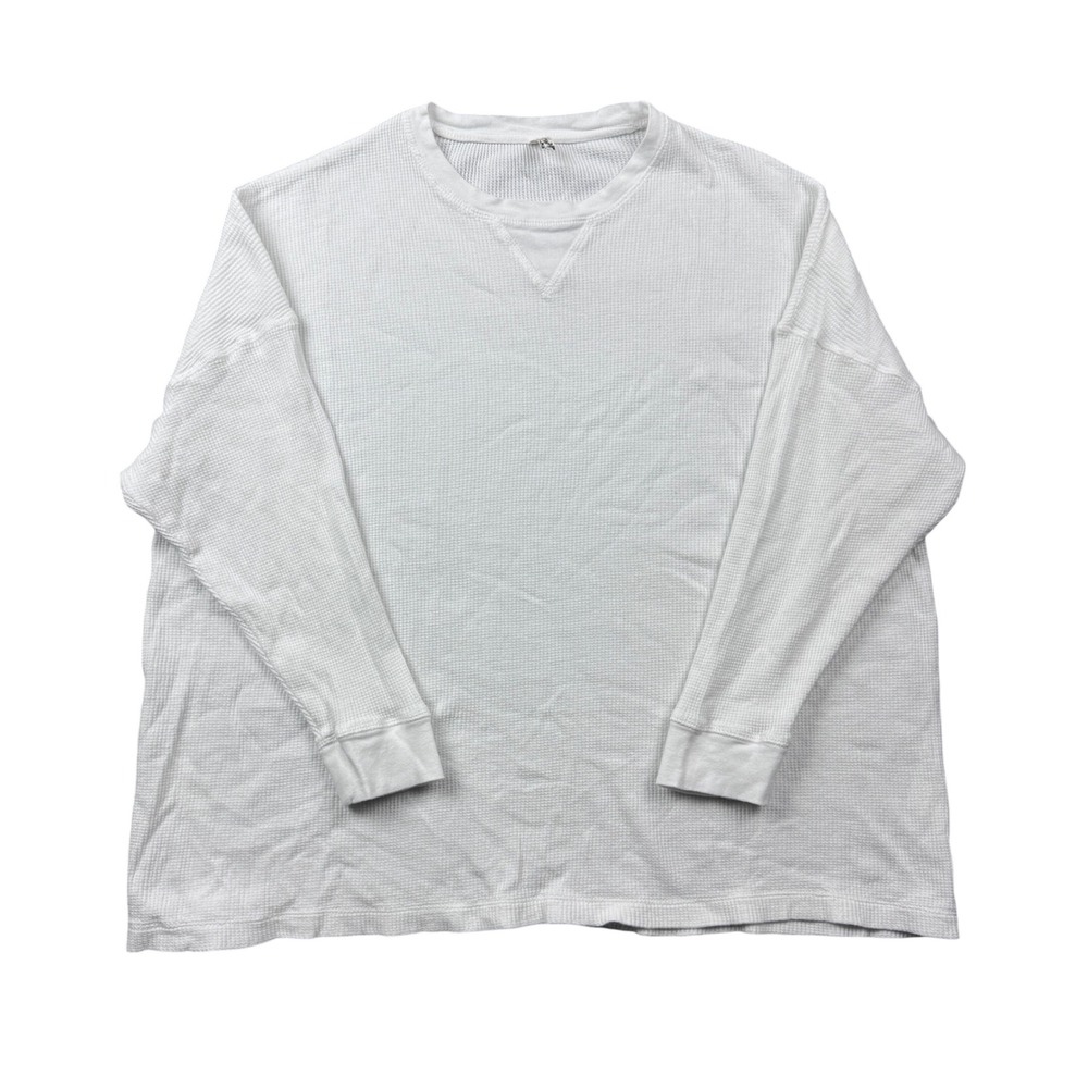 Intimately Free People White Waffle Knit Thermal Oversized Top Women XS Boho